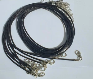 63cm (25 ") largo negro de cuero sintético cordón con cierre de collar de cuerda para colgantes - Imagen 1 de 4
