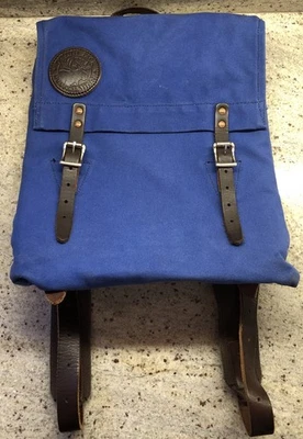 Mochila Duluth Pack Vintage Azul Lona y Cuero Hecha en EE. UU. Foto 1 de 4