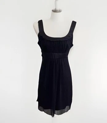 B. Smart Black Sleeveless Chiffon Overlay Dress Empire Waist Lined Womens Small - Image 1 of 4