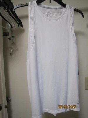 Nike Womens Dri-Fit Training Tank Top Size Med White Mesh Racerback 854939-100 - Image 1 of 3