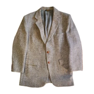Men's Vintage Craig Scott Tweed Gray Herringbone 2-Button 42R Blazer Jacket - Picture 1 of 11