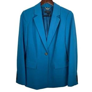 Donna Karan Size 4 Teal Blue Single Button Designer Blazer Career Timeless - Picture 1 of 10