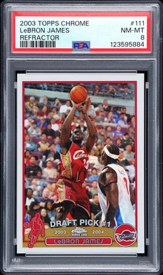 PSA 8 2003 Topps Chrome LeBron James Refractor Rookie RC #111 - Image 1 of 2