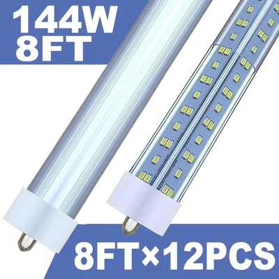 12Pcs 144W T8 8FT Single Pin FA8 Led Tube Light Bulbs 8' Led Shop Light 6500K  - Image 1 of 4