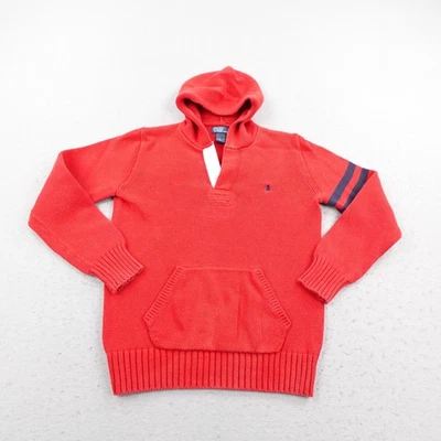Vintage Polo Ralph Lauren Sweater Boys Large Red Hoodie Henley Pullover Kids - Image 1 of 4