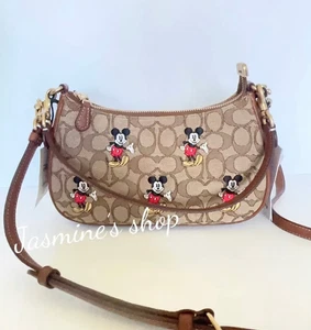 NWT coach Disney X Coach Teri Shoulder Bag In Jacquard With Mickey Mouse CM196 - Picture 1 of 10