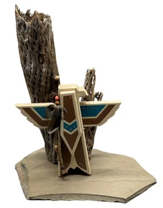 Holz Indianer Stil Donnervogel Skulptur Federn Perle Südwesten LESEN - Bild 1 von 7