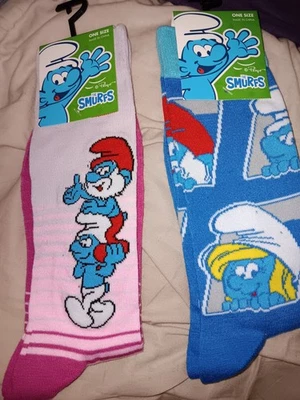 蓝精灵成人船袜。 均码最适合。 男女通用疯狂袜(2双) — 第 1/4 张图片