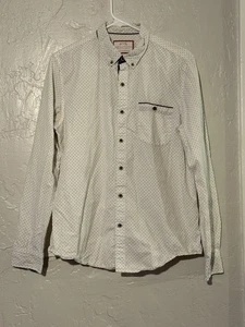 Denim & Flower Blue Polka Dot Long Sleeve Slim Fit Button Down Shirt Size Medium - Picture 1 of 4