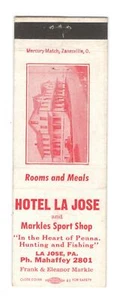 Hotel La Jose La Jose Pennsylvania Vintage Matchbook Cover MO51 - Picture 1 of 2