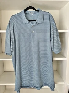 Peter Millar Summer Comfort XXL Hales Performance Jersey Polo Golf Striped Blue - Picture 1 of 4