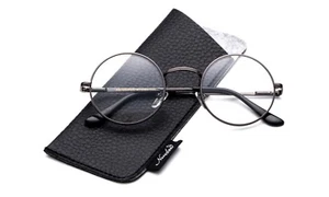 John Lennon  Clear Lens Circle Round Glasses Circle Glasses Gunmetal Frame Glass - Picture 1 of 2