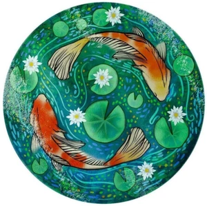 Koi Pool Glass Chopping Board, Fish, Peaceful, Tranquillity, Pond, Zen, Flowers - Picture 1 of 3