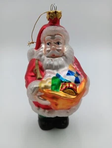 Unknown Brand Santa Christmas Glass Ornament with Toy Bag - Picture 1 of 4