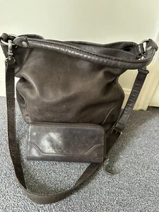 Frye Melissa Leather Dark Brown Hobo Shoulder Bag And Matching Frye Wallet - Picture 1 of 7