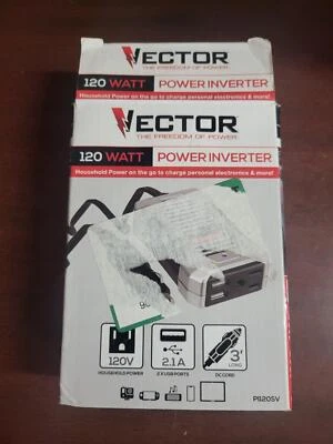 Vector Power Inverter 120W 120V 2.1 Amp USB 3"L 12V DC Plug - Image 1 of 2