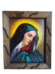 Virgen Dolorosa 9"x11" Cuadro Rustico Madera , New - Picture 1 of 3
