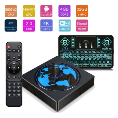 X98 Mini 4K HDR Amlogic S905W2 Android 11.0 Dual WiFi+1000M 4GB/32GB AV1 TV Box - Image 1 of 4