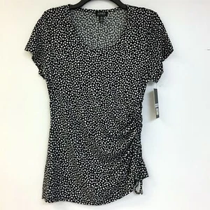 Jones New York MEDIUM schwarz/weiß gepunktetes Stretch Strick Top Shirt Damen NEU - Bild 1 von 4