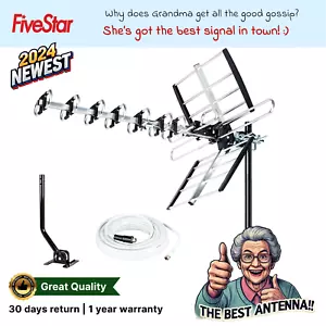 New Ver Outdoor Antenna VHF UHF 4K Digital TV Antenna 200 Mile + Mounting Pole - Picture 1 of 8