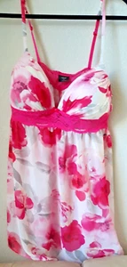 Apt. 9 Pink Sheer Floral Nightgown Negligee Lingerie Nightie Teddy Size L - Picture 1 of 9