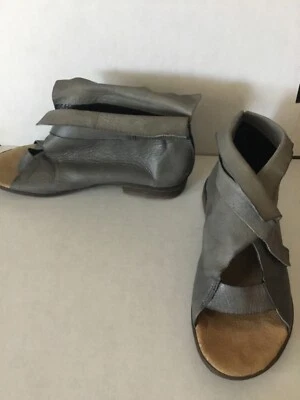 Papucei Clara Zapatos Cuero Punta Abierta Zapatos 37 7M Botín Gris Correa Ajustable Foto 1 de 4