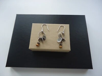 Silpada Sterling Silver Disc Copper Pearl & Smoky Quartz Dangle Earrings W1550 - Image 1 of 4