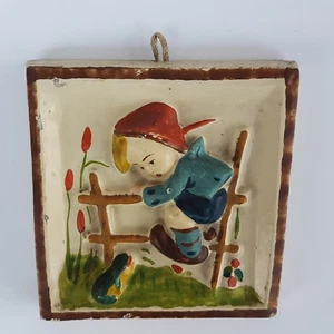 Azulejo de pared de cerámica antiguo decoración de pared estilo abejorro niño/niño/alivio - Imagen 1 de 12