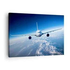 Wandbilder 70x50cm Leinwandbild Flugzeug himmel wolken flug Bilder Wanddeko - Bild 1 von 10
