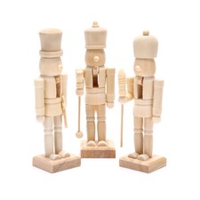 DIY 12CM Wooden Nutcracker Doll Soldier Shape Puppet Handmade Craft Decorat Ff