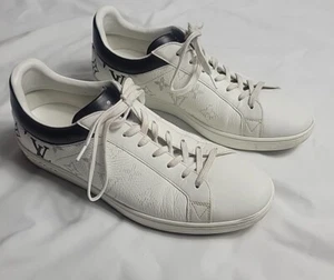 Louis Vuitton Men's Luxembourg Klein 19 Year Leather Sneakers Black x Whit Sz 7 - Picture 1 of 9