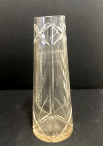 Zylindrische Pressglas Knospenvase 7"h Blatt Kreuz Muster verjüngt sich nach oben - Bild 1 von 12