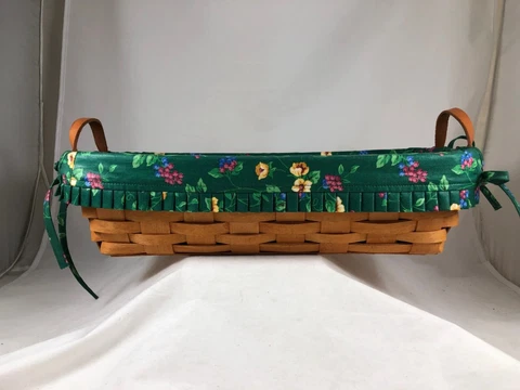 Nice Vintage LONGABERGER Two Handled Bread Basket  with Liners 1995 Cover