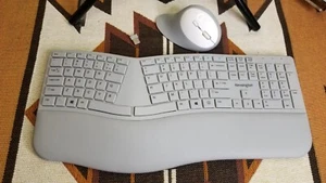 Gray Kensington Pro Fit Ergo Wireless 2.4G BT Keyboard & Mouse Combo w/ Dongle - Picture 1 of 24