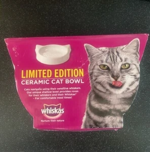 Whiskas White Ceramic Cat Bowl Feeding Dish Water Whisker’s Limited Edition RARE - Picture 1 of 2