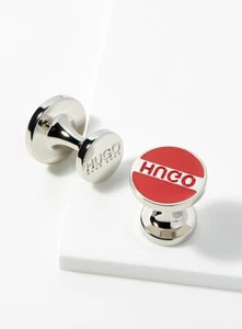 HUGO Hugo Boss Red Round Enamel Cufflinks Logo Round - Picture 1 of 1