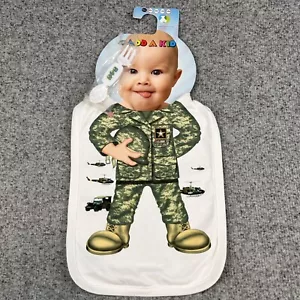 Baby Bib Army Camo “Add A Kid” With Spoon/Fork Cotton-New - Picture 1 of 10