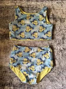 Reversible Flounder Bathing Suit Sz 8/10 girls Small Boutique Made - Picture 1 of 2