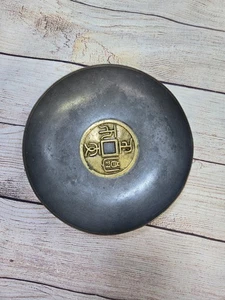 VTG Chinese Pewter Censer Decorative Bowl Bronze Coin and Rim Hong Kong - Picture 1 of 5