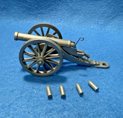 Marx Batalla del Azul y Gris Juego Disparando Plástico Duro Cañón Plata +4 Conchas Foto 1 de 4