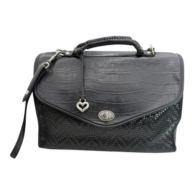 Brighton Black Leather Briefcase Satchel Laptop Travel Shoulder Bag Vintage VGC - Изображение 1 из 4