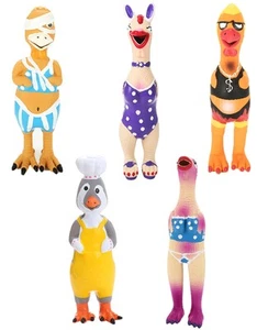 5 Pcs Screaming Rubber Chicken Dog Latex Squeaky Toy,Durable Chicken Dog Toy ... - Picture 1 of 5