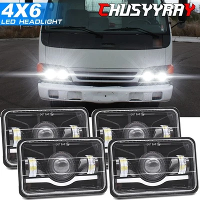 4x For GMC W3500 W4500 W5500 Forward 4x6" inch LED Headlights Hi/Lo Beam DOT DRL - Image 1 of 4