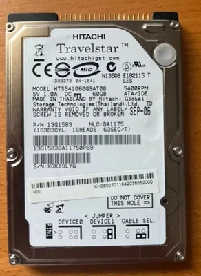 IDE HDD 60GB Hitachi Travelstar Notebook 2,5" Festplatte 100% OK - Bild 1 von 4