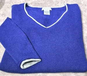 GABRIELLA ROSSI-Azul 100% CACHEMIRA, Mujer LS, Cuello en V Pullover Tejido Suéter-(S) - Imagen 1 de 3