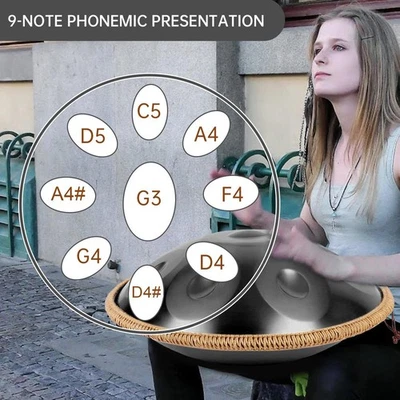 Handpan Drum 18 in 9 Notes G Minor Steel Hand Drum with Mallets for Adult Gift - Image 1 of 4