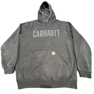 Carhartt Rain Defender Original Fit Hoodie Sweatshirt Grey M Logo Distressed - Picture 1 of 10