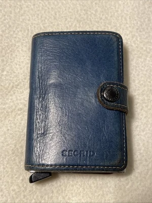 secrid mini wallet Blue Leather + Metal Card Holder Id Wallet. - Image 1 of 4