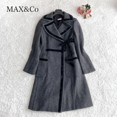 Abrigo largo de espiga Max & Co Chester cinta de terciopelo usado Japón Foto 1 de 4