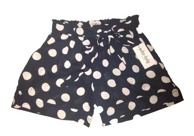 Pantalones Cortos Soho Lady Negro Polkadot Bolsa de Papel con Corbata Para Mujer Talla Pequeña 100% Rayón  Foto 1 de 3